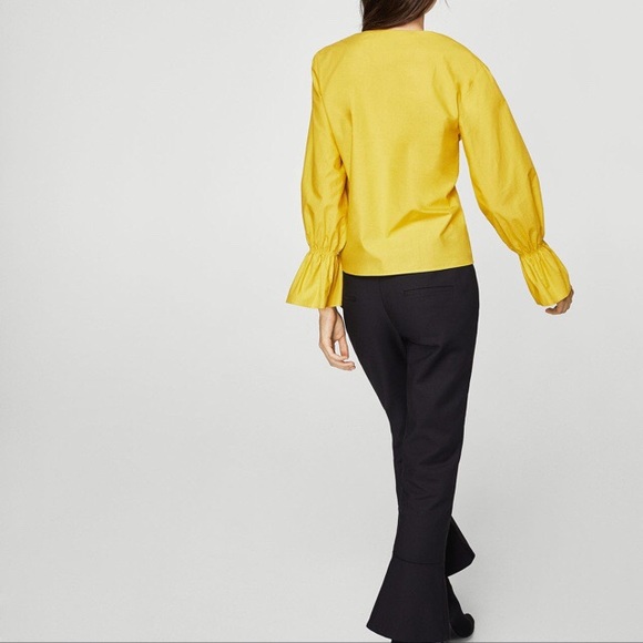 MANGO Yellow Corset Long Sleeves Cotton Blouse - Picture 4 of 7